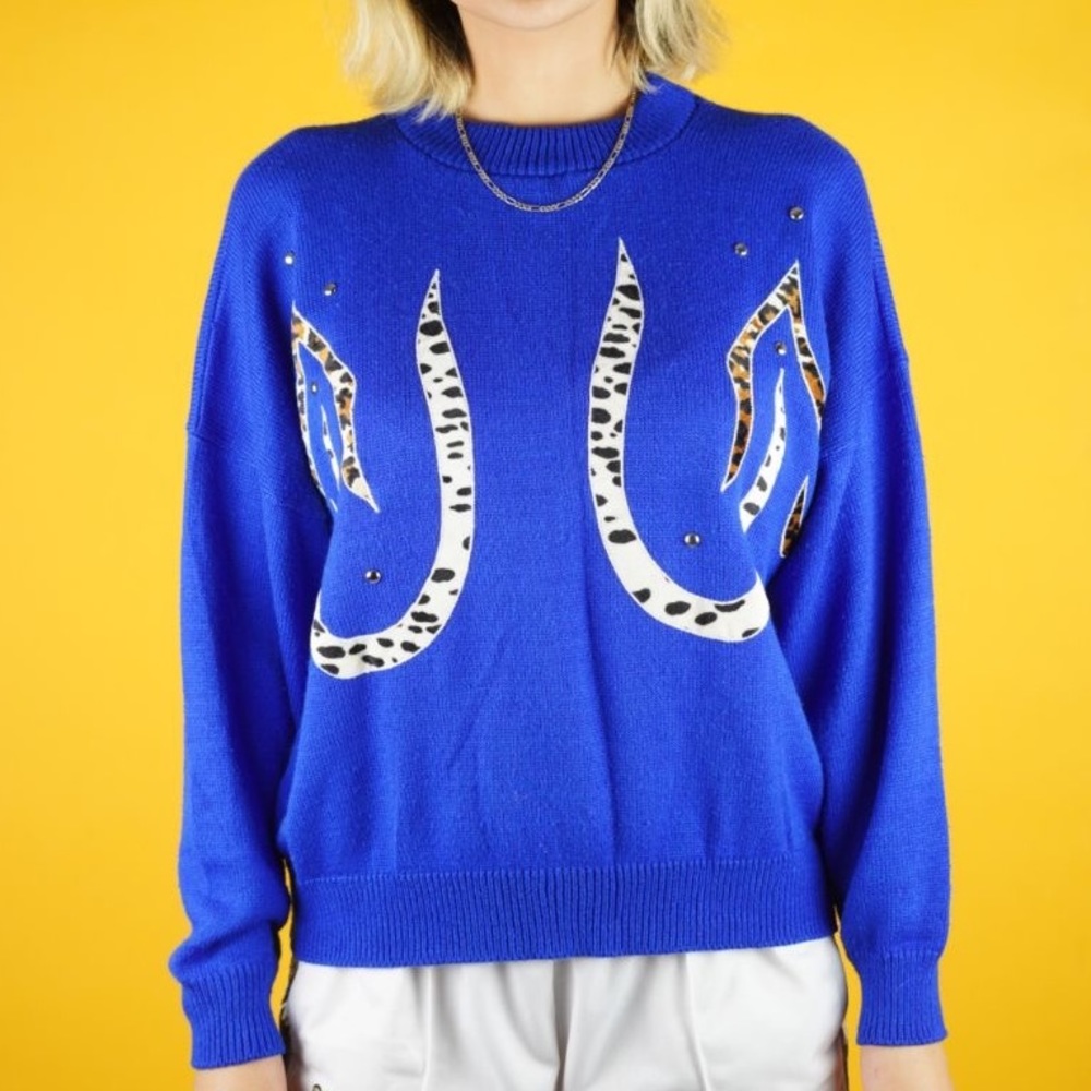 Vintage 80s/90s animal design sweater 💙